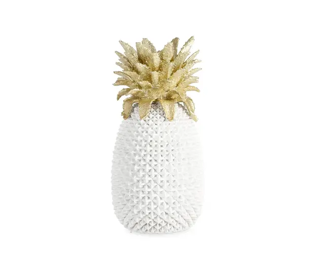 Decoratiune Surabaya Ananas, Bizzotto, 24.5 x 24 x 49.5 cm, polirasina, alb