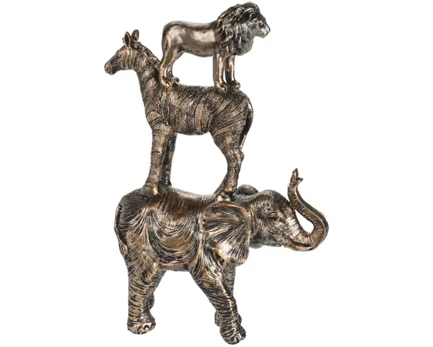 Decoratiune Wild animals, 18x6x27 cm, poliston, auriu