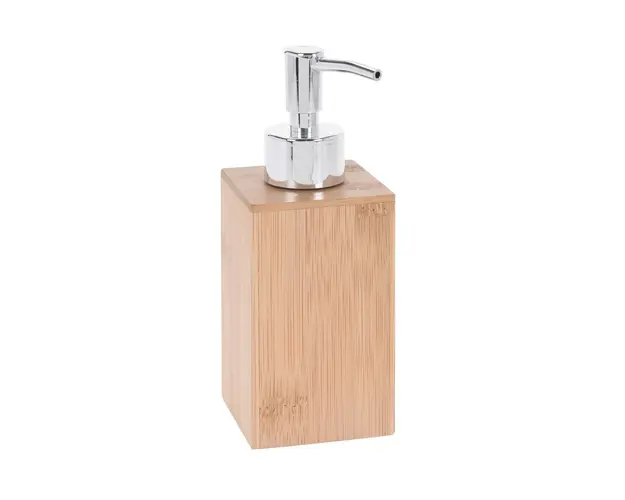 Dispenser sapun lichid Bamboo, 185 ml, 6.7x6.7x17.5 cm, lemn de bambus, natural