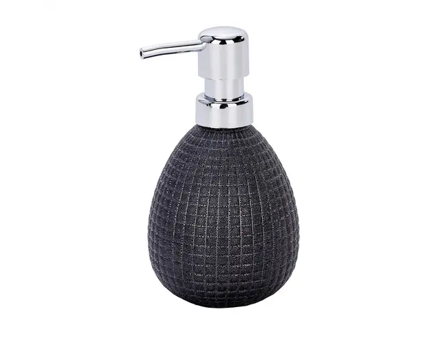 Dozator sapun lichid Polaris Anthracite, Wenko, 9.4 x 16.5 x 10 cm, ceramica, gri inchis