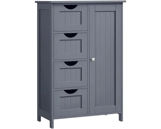 Dulap de baie cu 3 sertare si raft ajustabil, Vasagle, 55x30x82 cm, MDF, gri inchis