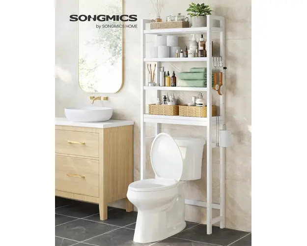 Dulap deasupra vasului de toaleta, Vasagle, 63x26x185 cm, bambus, natural