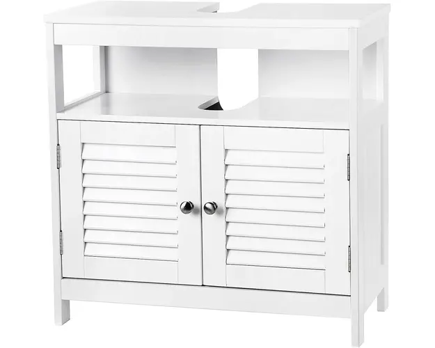 Dulap pentru baie / masca de lavoar, Vasagle, Rustic, 60 x 30 x 60 cm, MDF, alb