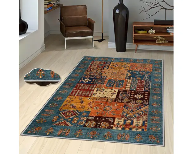 Covor de hol, EEXFAB445, 100x150 cm, Poliester, Multicolor