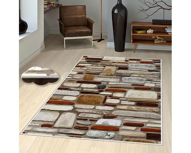 Covor de hol, EEXFAB708, 100x150 cm, Poliester, Multicolor