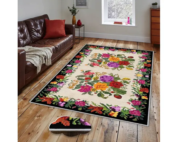 Covor de hol, EEXFAB767, 100x150 cm, Poliester, Multicolor