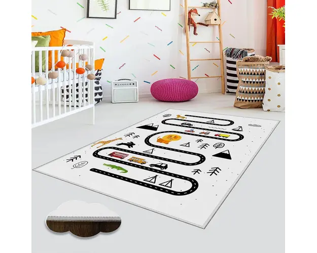 Covor de hol, EEXFAB892, 100x150 cm, Poliester, Multicolor