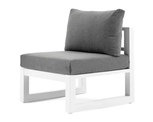 Element central pentru gradina/terasa Calzo, 76x70x68 cm, aluminiu/poliester, alb/gri