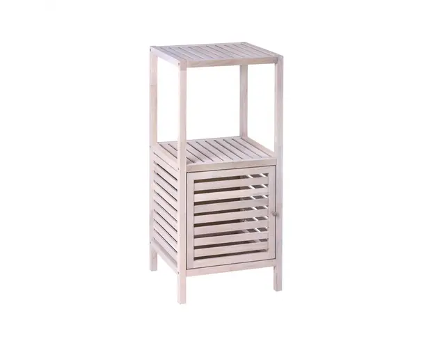 Etajera baie si hol Norway Natural White, Wenko, 3 rafturi, 39.5x86x35.5 cm, lemn de nuc, natur