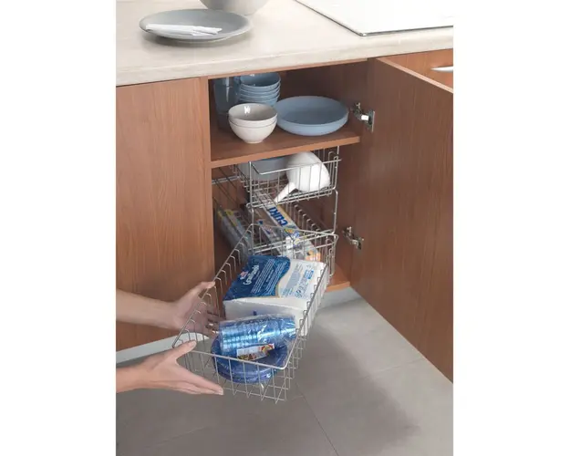 Etajera cu 3 cosuri pentru dulap Metaltex Tris