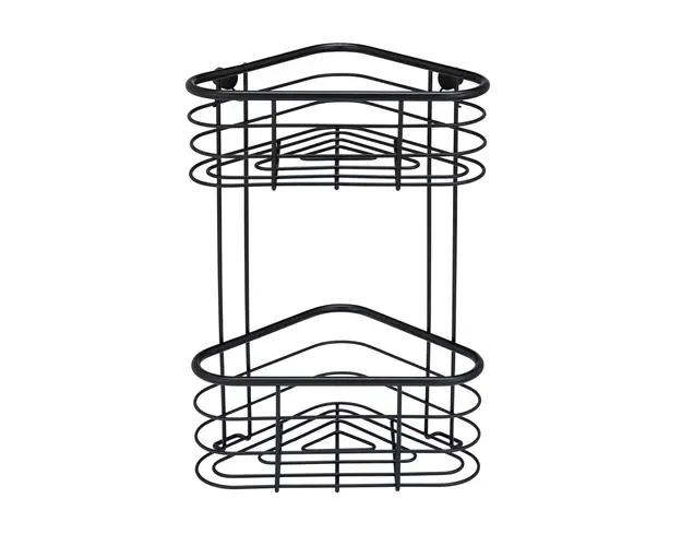 Etajera de colt pentru baie, Wenko, Trestina, 25 x 35 x 16.5 cm, inox, negru