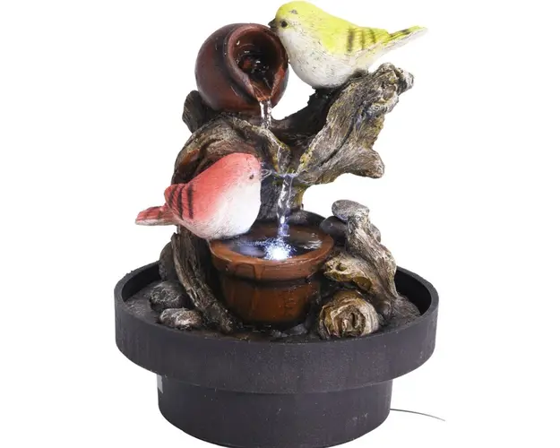 Fantana decorativa Birds, 18x18x23 cm, poliston, multicolor