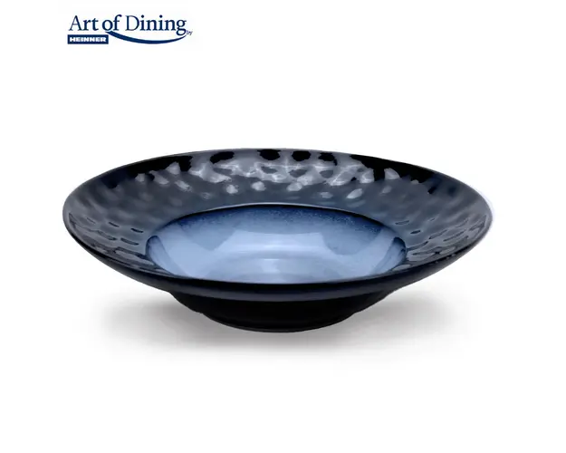 Set 4 farfurii adanci Art of Dining, 30.5 cm, ceramica, albastru/negru