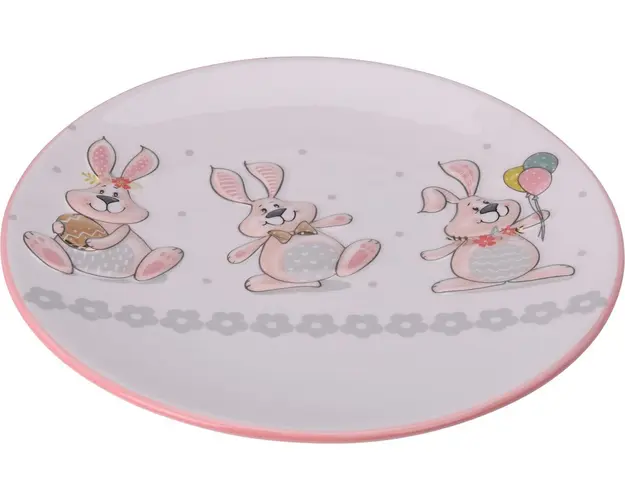 Platou pentru servire Bunny, Ø24 cm, dolomit, multicolor