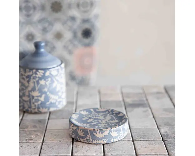 Savoniera Mirabel, Homla, 10x2.5 cm, ceramica, albastru/alb