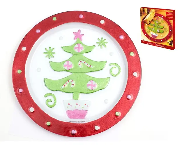 Farfurie din sticla Sweet X-Mas, HO-ME, 35 cm