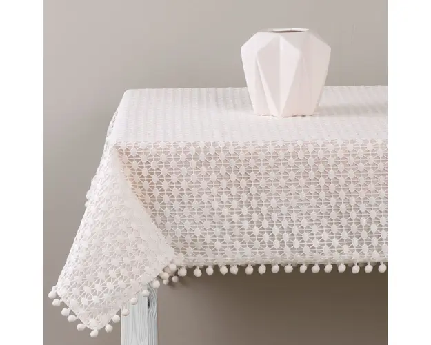 Fata de masa Lovely dot, Ambition, 130x160 cm, poliester, alb