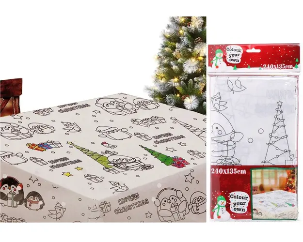 Fata de masa pentru colorat Xmas DIY, Excellent Houseware, 240x135 cm