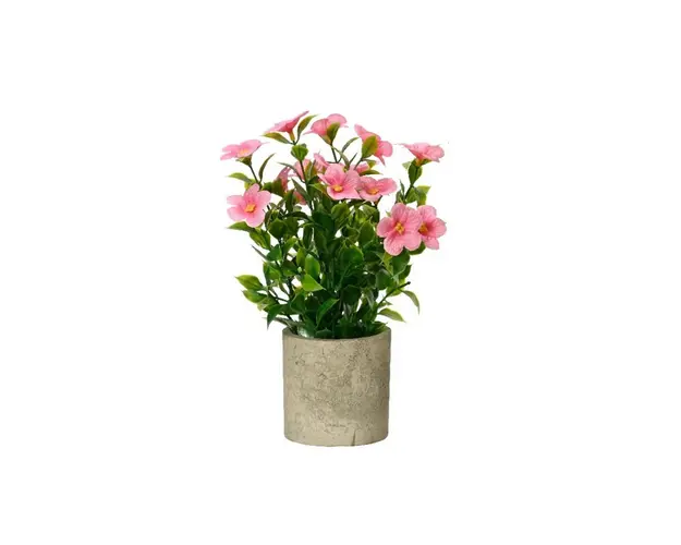 Floare artificiala in ghiveci Catharanthus, Decoris, Ø10 x 25 cm, hartie, roz