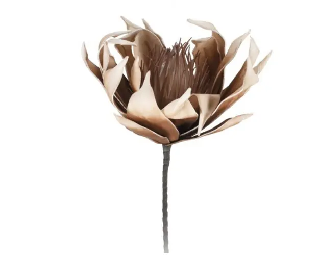 Floare artificiala Protea Roze, H81 cm, poliester, maro