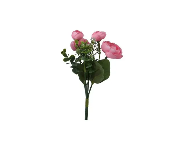 Floare artificiala Ranunculus, Decoris, 12 x 4 x 23 cm, poliester, roz