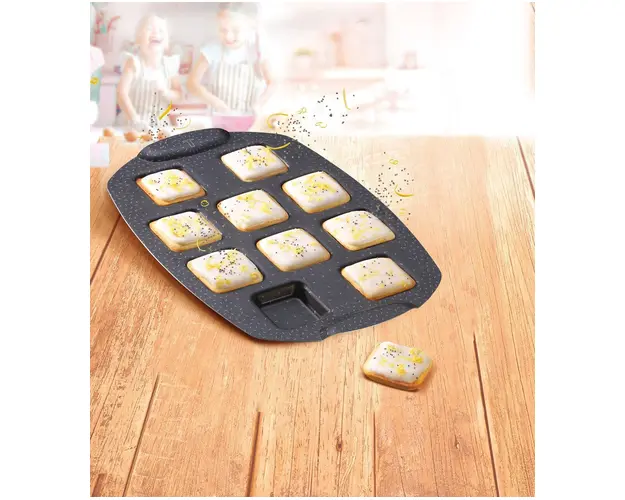 Forma de copt, Tefal, PerfectBake Mini J5734502, 21 x 29 cm, aluminiu reciclat, negru/maro