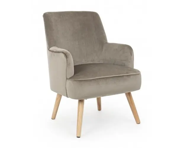 Fotoliu, Adeline, Bizzotto, 60x67x79 cm, lemn de pin/catifea, grej