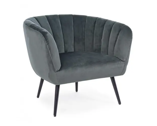 Fotoliu, Avril, Bizzotto, 78x71x69 cm, otel/catifea, gri