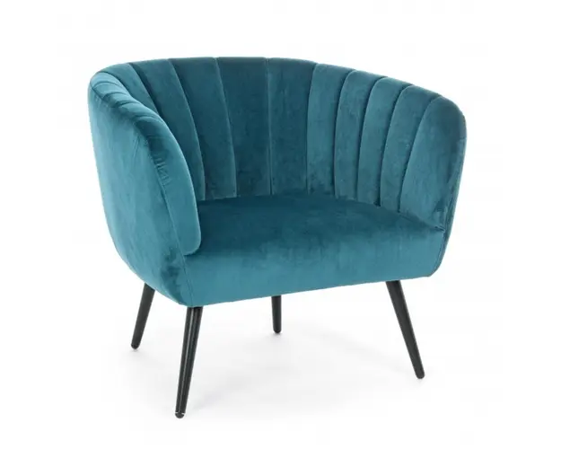 Fotoliu, Avril Peacock, Bizzotto, 78x71x69 cm, otel/catifea, albastru