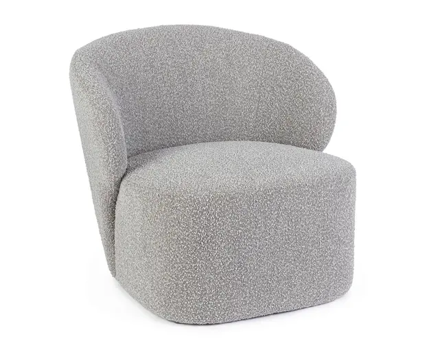 Fotoliu Babila, Bizzotto, 79.5 x 75.5 x 72 cm, lemn de pin/poliester Boucle, gri