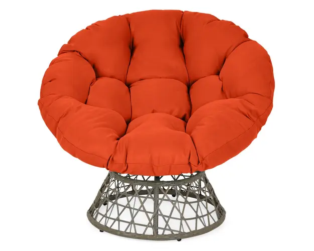 Fotoliu balansoar si rotativ pentru gradina/terasa Marvin, 97x85x80 cm, otel/poliester, gri/portocaliu