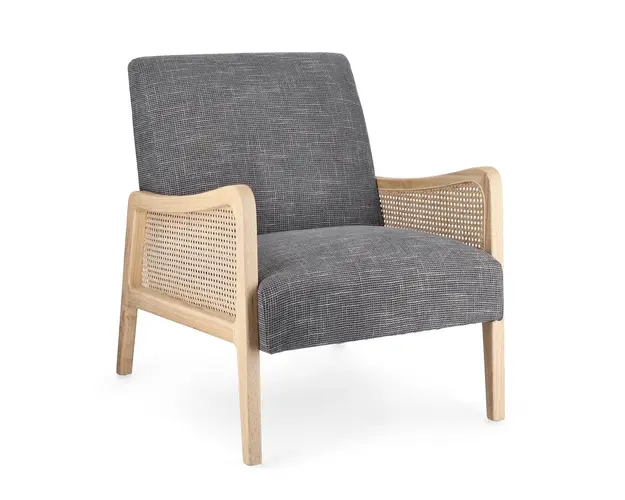 Fotoliu Deanna Winter, Bizzotto, 67.5 x 82 x 83 cm, lemn de pin/ratan/catifea