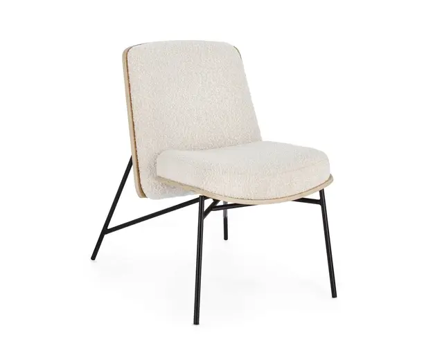 Fotoliu Emerson, Bizzotto, 59 x 71 x 80 cm, placaj/poliester Boucle, ivoriu