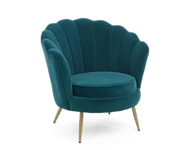 Fotoliu, Giliola Peacock Blue, Bizzotto, 80x76x84 cm, lemn de pin/catifea, albastru