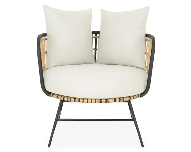 Fotoliu pentru gradina/terasa Arden, 77x80x72.5 cm, aluminiu/otel, natur/bej