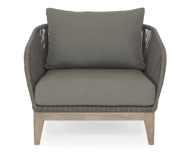 Fotoliu pentru gradina/terasa Eastport, 89x78x69 cm, aluminiu/lemn de teak, maro/gri