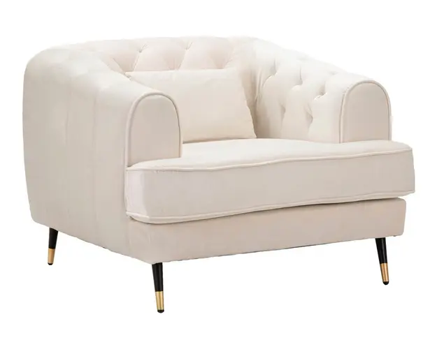 Fotoliu, Praga, Mauro Ferretti, 93 x 86 x 71 cm, lemn de eucalipt/poliester/metal, crem/auriu