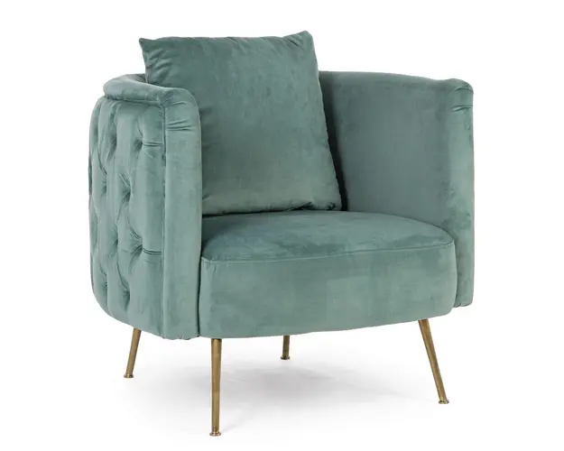 Fotoliu Tenbury, Bizzotto, 83x77x79.5 cm, lemn de frasin/otel/catifea, albastru tiffany