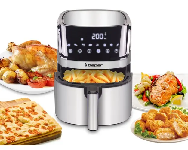 Friteuza cu aer cald Beper, 28x37x34 cm, 7 L, gri/negru