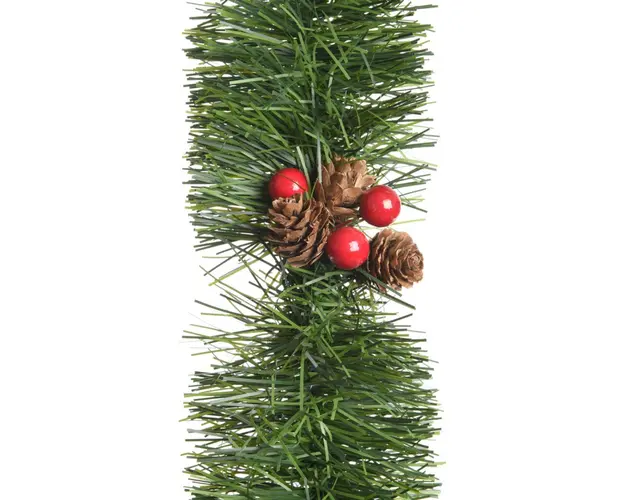 Ghirlanda decorativa Pinecone &amp; Berry, Decoris, 270 cm, PVC, verde