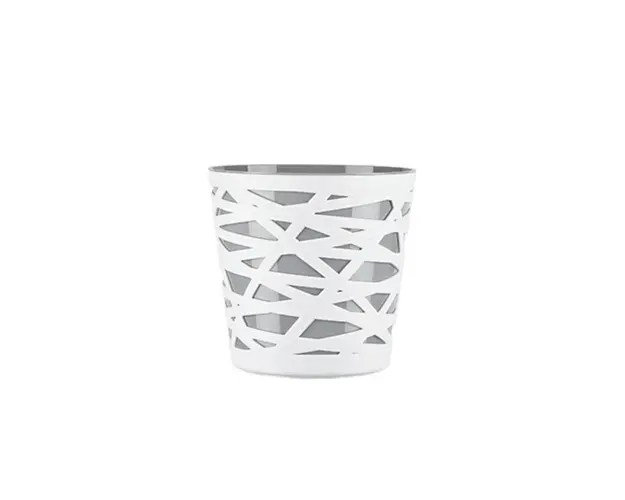 Ghiveci bicolor Beti, 13 cm, plastic, gri/alb