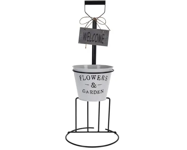 Ghiveci Fork, 20x52 cm, metal, alb/negru