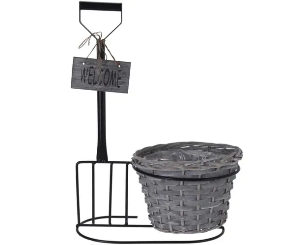 Ghiveci Fork, 22x33x46.5 cm, metal, negru/gri