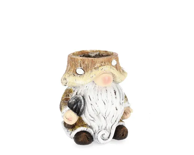 Ghiveci Hansel Gnome, Bizzotto, 24.5x21.5x26.5 cm, magneziu, maro