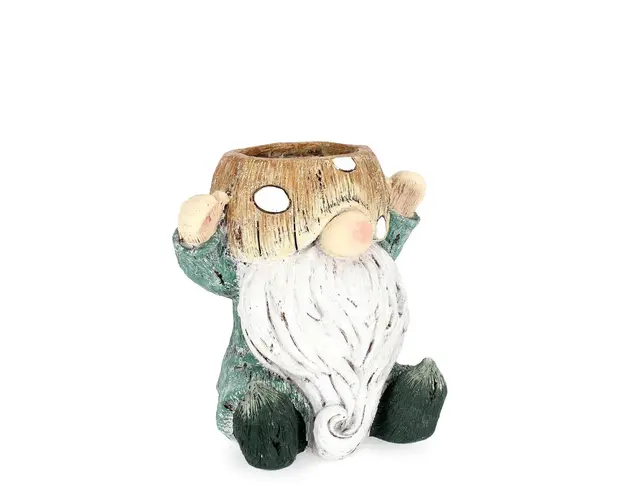 Ghiveci Hansel Gnome, Bizzotto, 29.5x24x29.5 cm, magneziu, verde