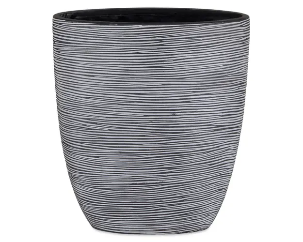 Ghiveci Rib, 33x36 cm, polirasina, negru/gri