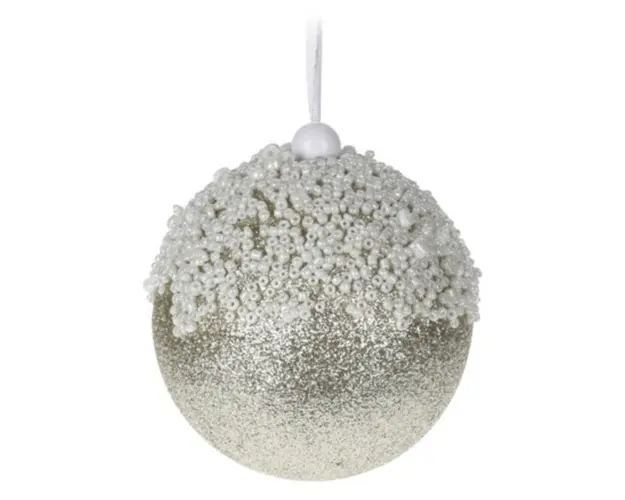 Glob Beads and glitter, Ø8 cm, polistiren, argintiu