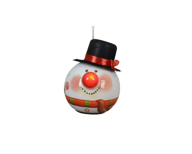 Glob cu LED Snowman Hat, Decoris, 8.5x7.5x8.2 cm, spuma, cu baterii, multicolor