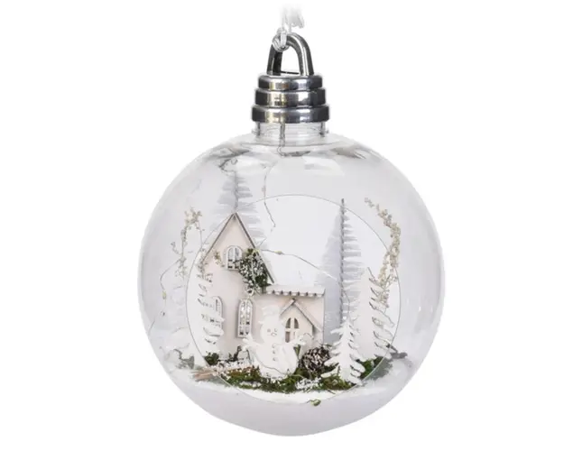 Glob House w Snowman and white tree, 20x25 cm, polipropilena, alb