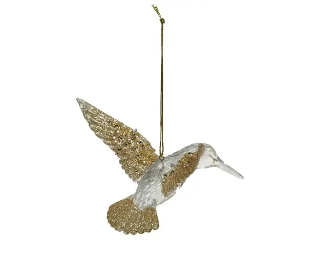 Glob Hummingbird w glitter V1, Decoris, 9x11x7.5 cm, plastic, argintiu